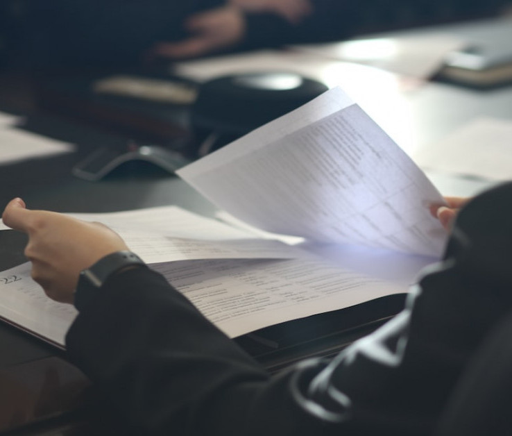 Person gathering documents