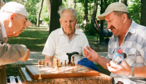 seniors playing chess